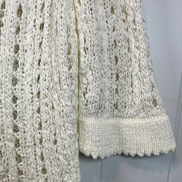 Marisa Christina Open Knit Sweater Cream Sweater Top sz L Indie Boho - Picture 5 of 15